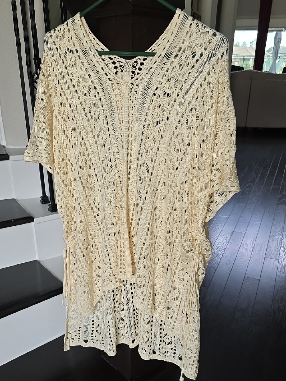 Cream Open-Knit Women's Poncho Sweater